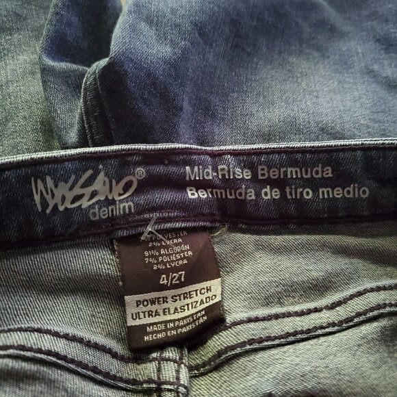 MOSSIMO Dark Wash Mid Rise Bermuda Power Stretch Denim Jean Shorts Size 4 / 27 - Picture 6 of 8